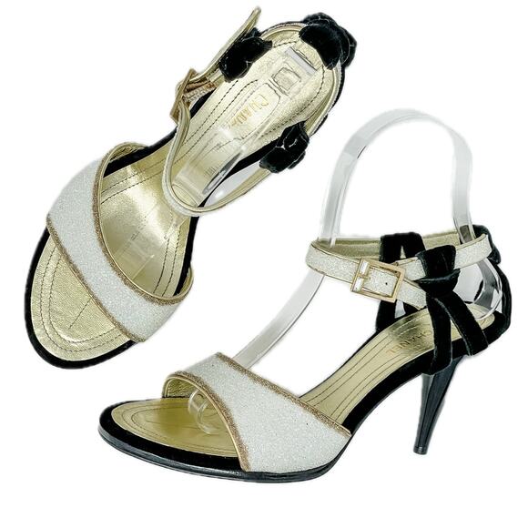 Chanel Vintage Glitter & Velvet High Heel Evening Sandals size 37.5C / US 6.5-7 - Picture 14 of 14